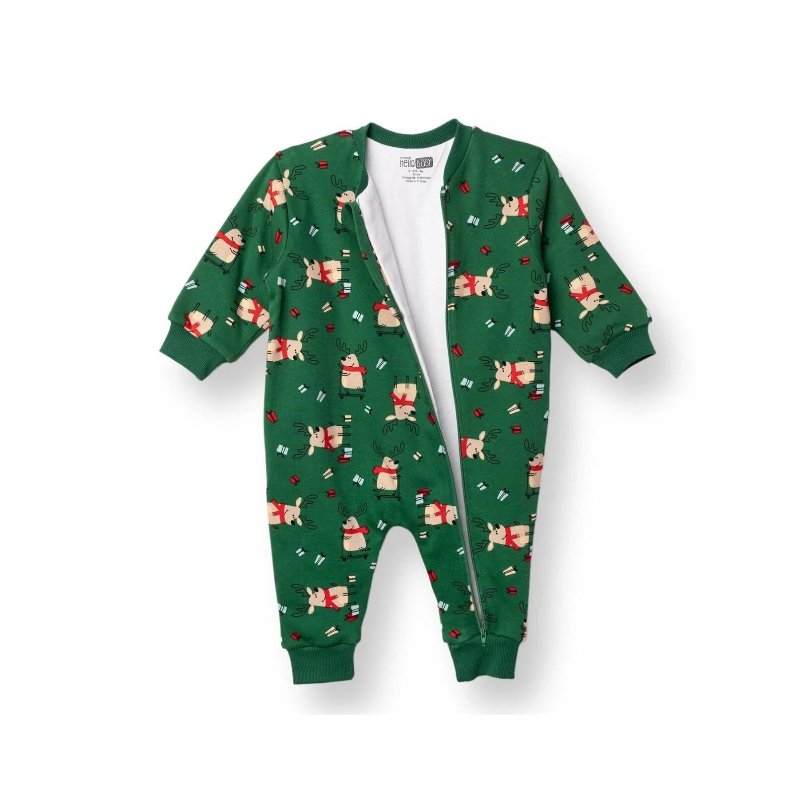 HelloBaby Christmas Baby Boy Sleepsuit - Dark Green - ebebek - Black Friday