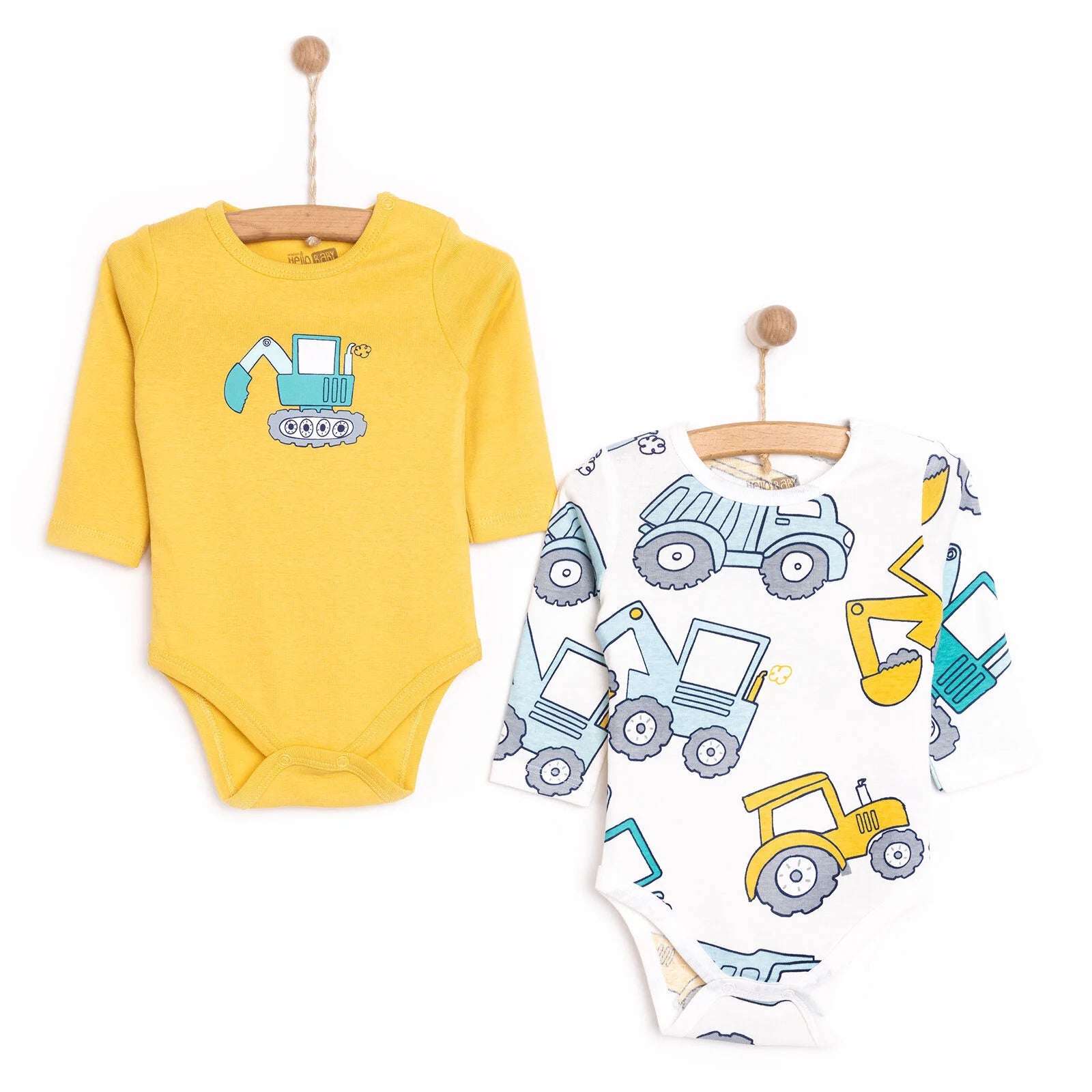 HelloBaby Boy 2 - Pack Long Sleeve Bodysuit - Mustard - ebebek - Black Friday