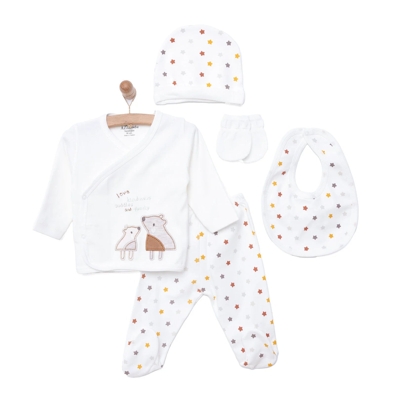 Aziz Bebe Suzene Embroidered 5 Piece Newborn Starter Set - Ecru - ebebek - Black Friday