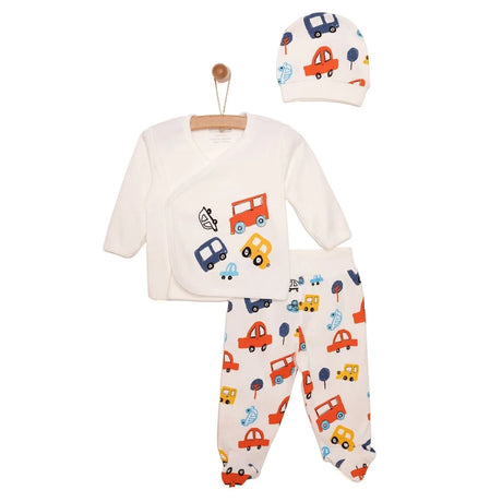 HelloBaby Newborn Baby Boy Body - Hat - Footed Bottom - Ecru Ecru - ebebek