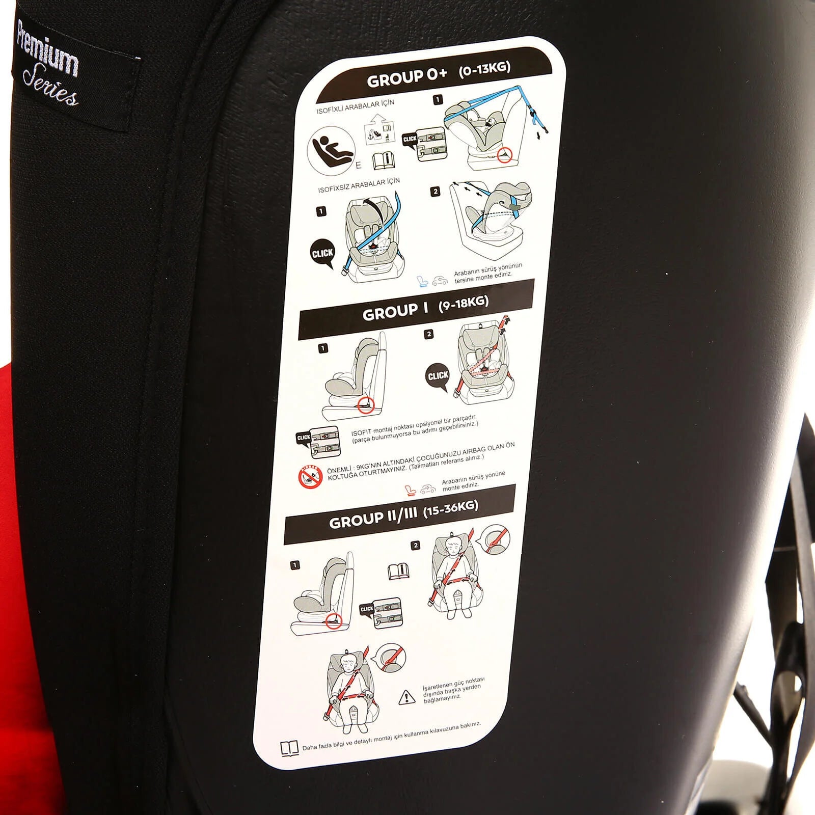 baby plus Orbitfix Group 0/1 Baby Car Seat - Black Red - baby plus - ebebek