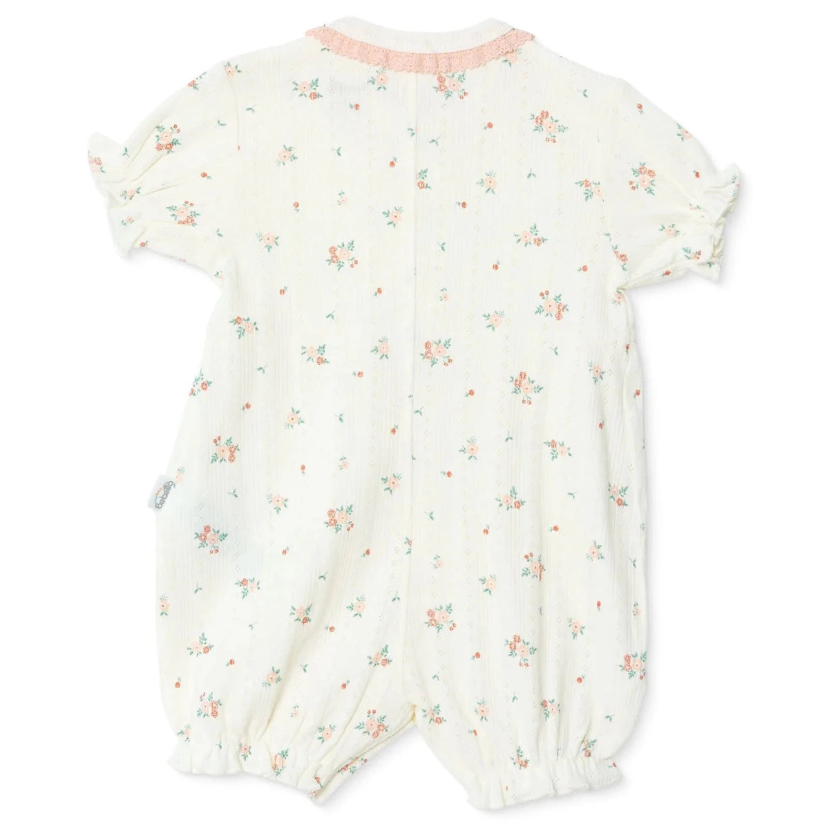 Bebetto Girls Short Romper Floral Print Snap Fastening Bloom Frill Neck Short Length Short Sleeve - Pink Pink - ebebek