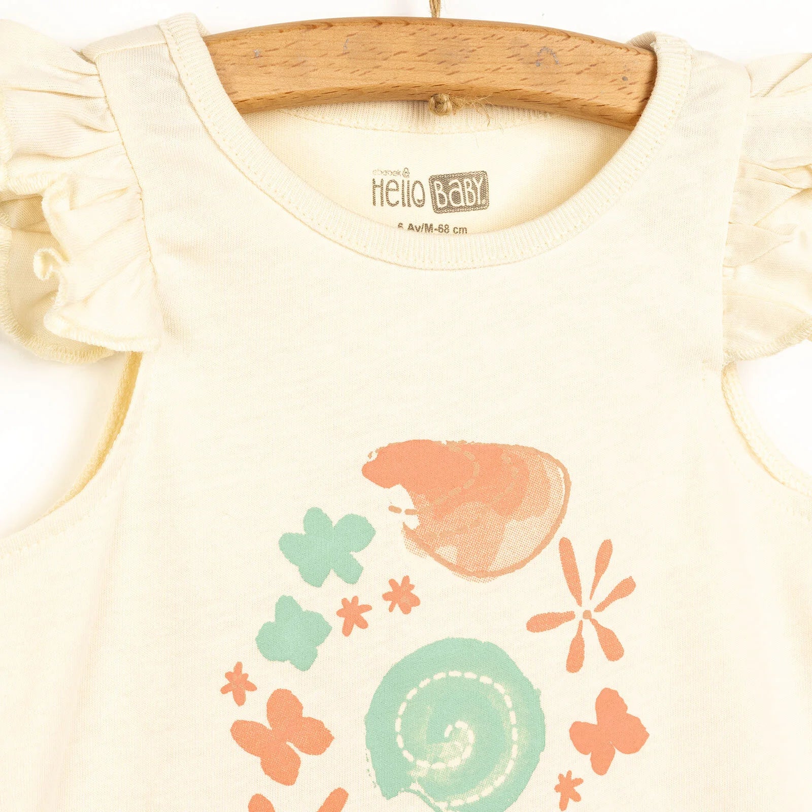 HelloBaby Basic Sea Shell Patterned T-shirt - Short - Ecru - ebebek - Black Friday