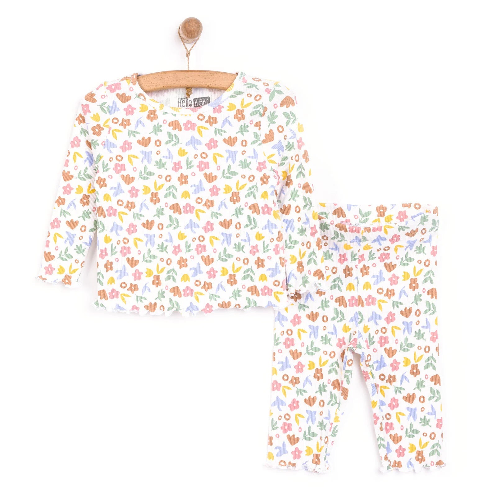 HelloBaby Girl Long Sleeve Pyjamas Set - Ecru - ebebek - Black Friday