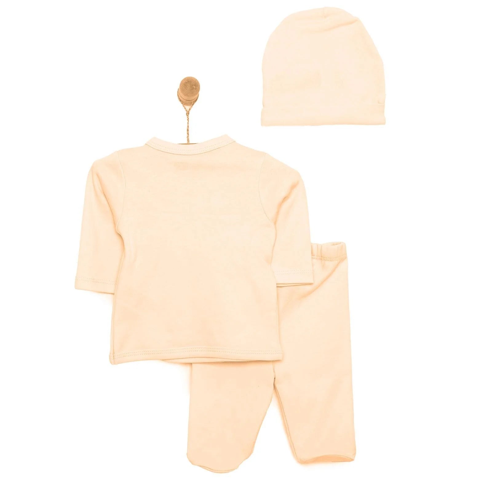 HelloBaby Newborn Organic Wrapover Top - Hat - Footed Set - Orange - ebebek - Black Friday