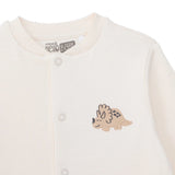 Baby Boy Footed Sleepsuit Dinosaur Print Snap Fastening Crew Neck - Beige Beige - ebebek
