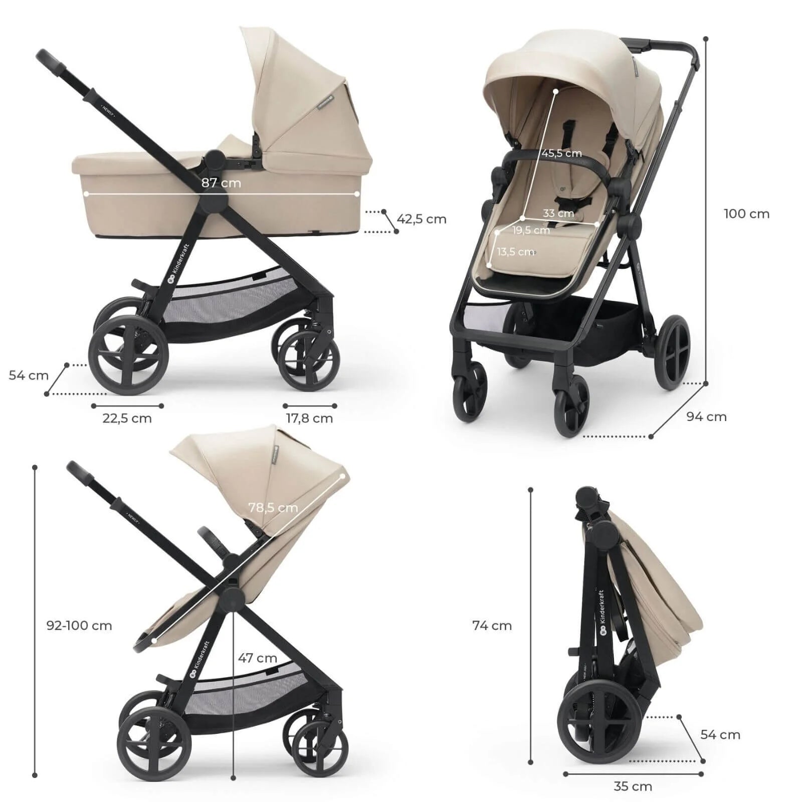 Kinderkraft Newly Mink Pro 4 - in - 1 Travel System - Sand Beige - Kinderkraft - ebebek