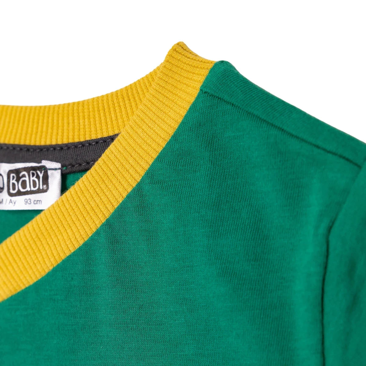 HelloBaby Boys T-shirt - Short Numbers Lace - up LITTLE SPORTS V - Neck Short Leg Short Sleeve - Dark Green Dark Green - ebebek