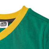 HelloBaby Boys T-shirt - Short Numbers Lace - up LITTLE SPORTS V - Neck Short Leg Short Sleeve - Dark Green Dark Green - ebebek