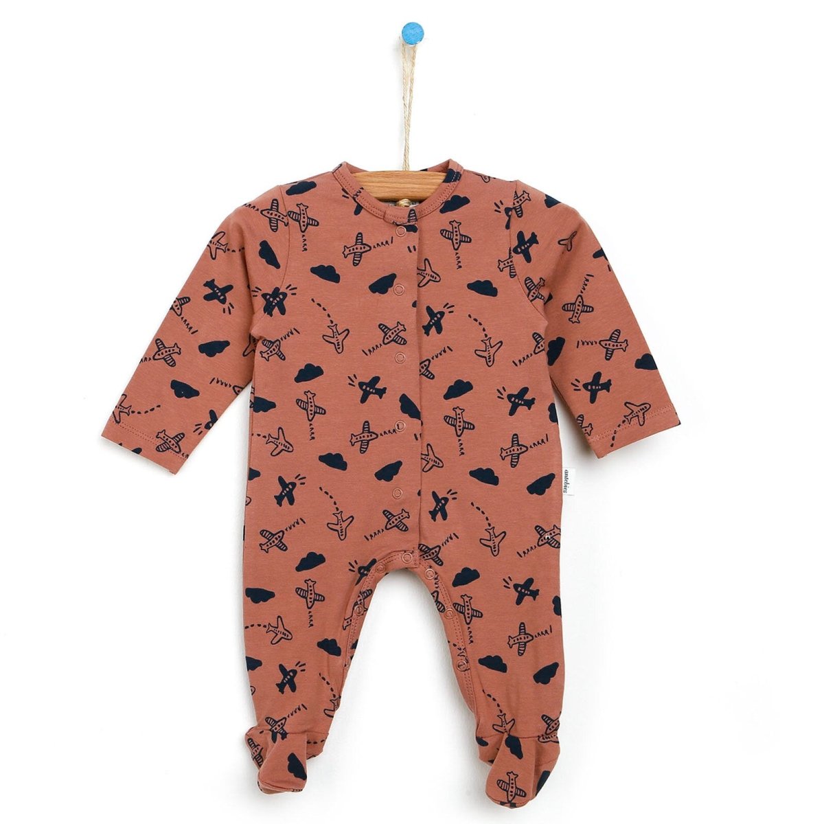 Antebies Newborn Plane Organic Footed Jumpsuit - Light Rose - ebebek - Black Friday