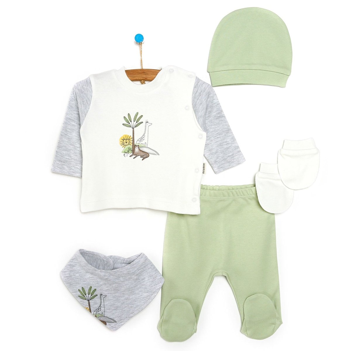 Bebbek Baby Boy 5 Pcs Newborn Starter Set - Light Green - ebebek - Black Friday