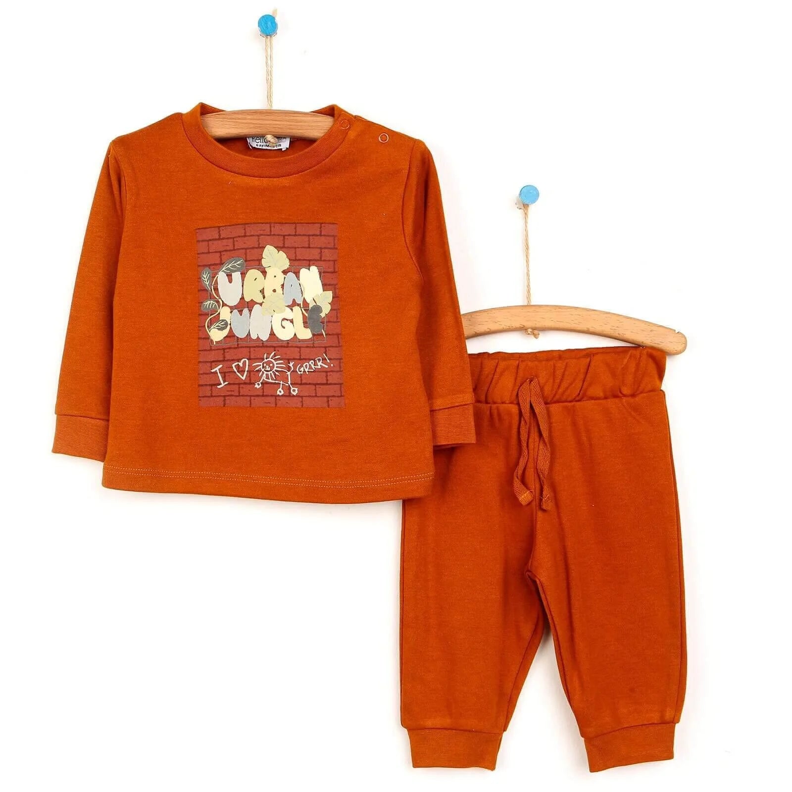 HelloBaby Basic Printed Baby Tracksuit - Brown - ebebek - Black Friday