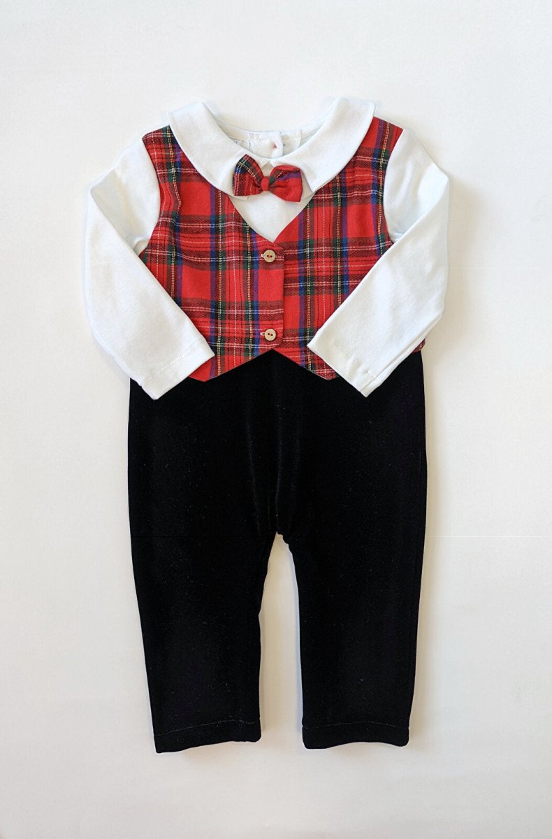Beau Kid Baby Velour Tartan Romper - ebebek - Black Friday