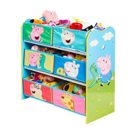 Hello Home Kids Bedroom Toy Storage Unit with 6 Fabric Storage Boxes - Peppa Pig