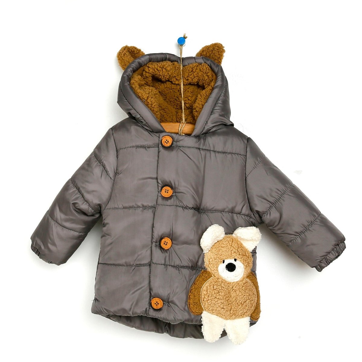 Midimod Baby Boy Coat with Toy Pocket - Dark Grey - ebebek - Black Friday