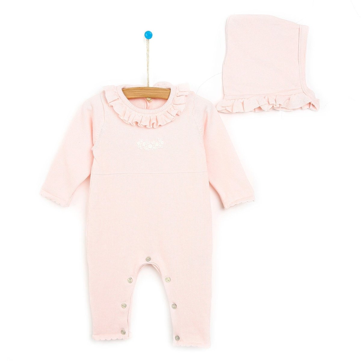 HelloBaby Newborn Knit Ruffled Jumpsuit - Salmon - ebebek - Black Friday