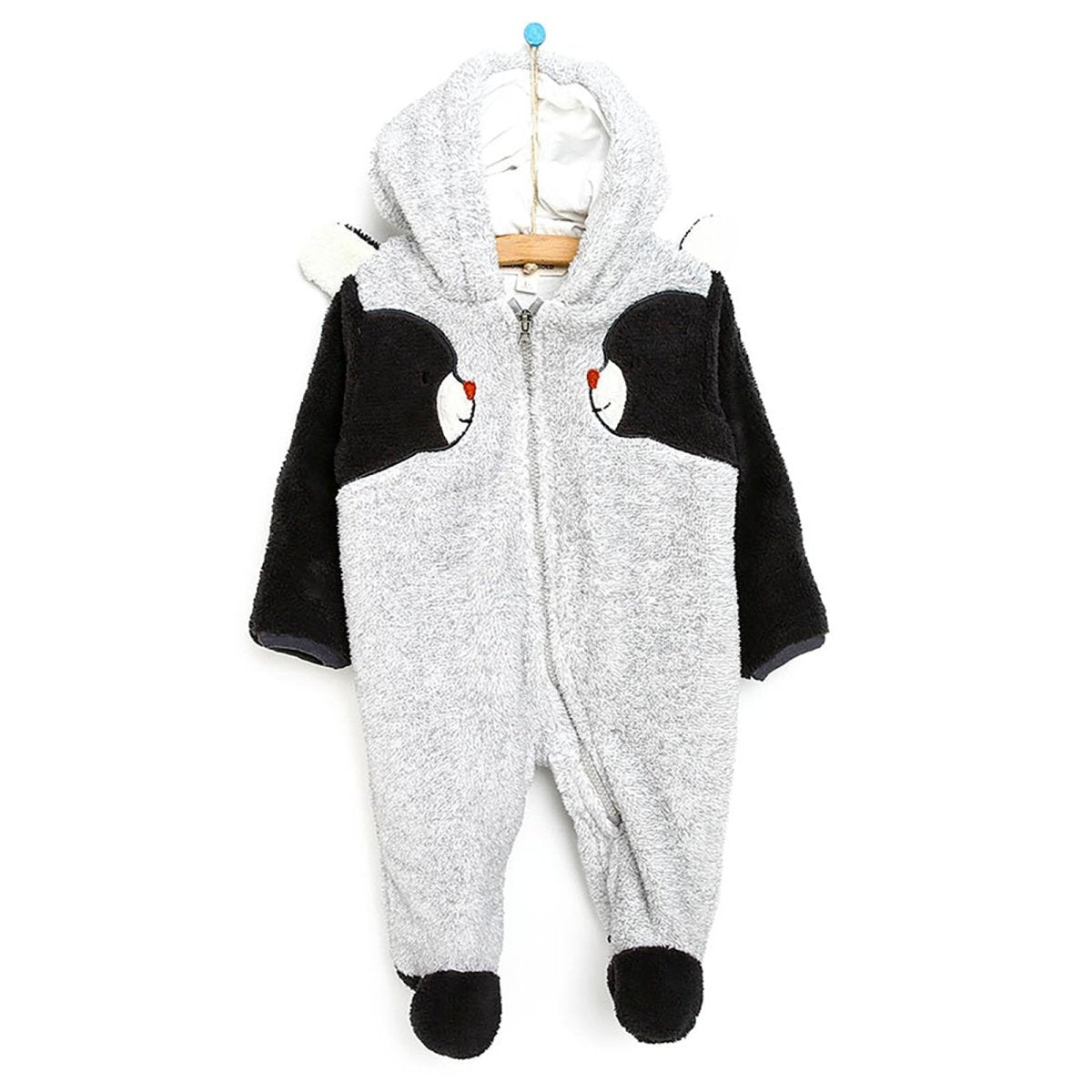 Midimod Newborn Cute Bears Welsoft Footed Jumpsuit - Grey - ebebek - Black Friday
