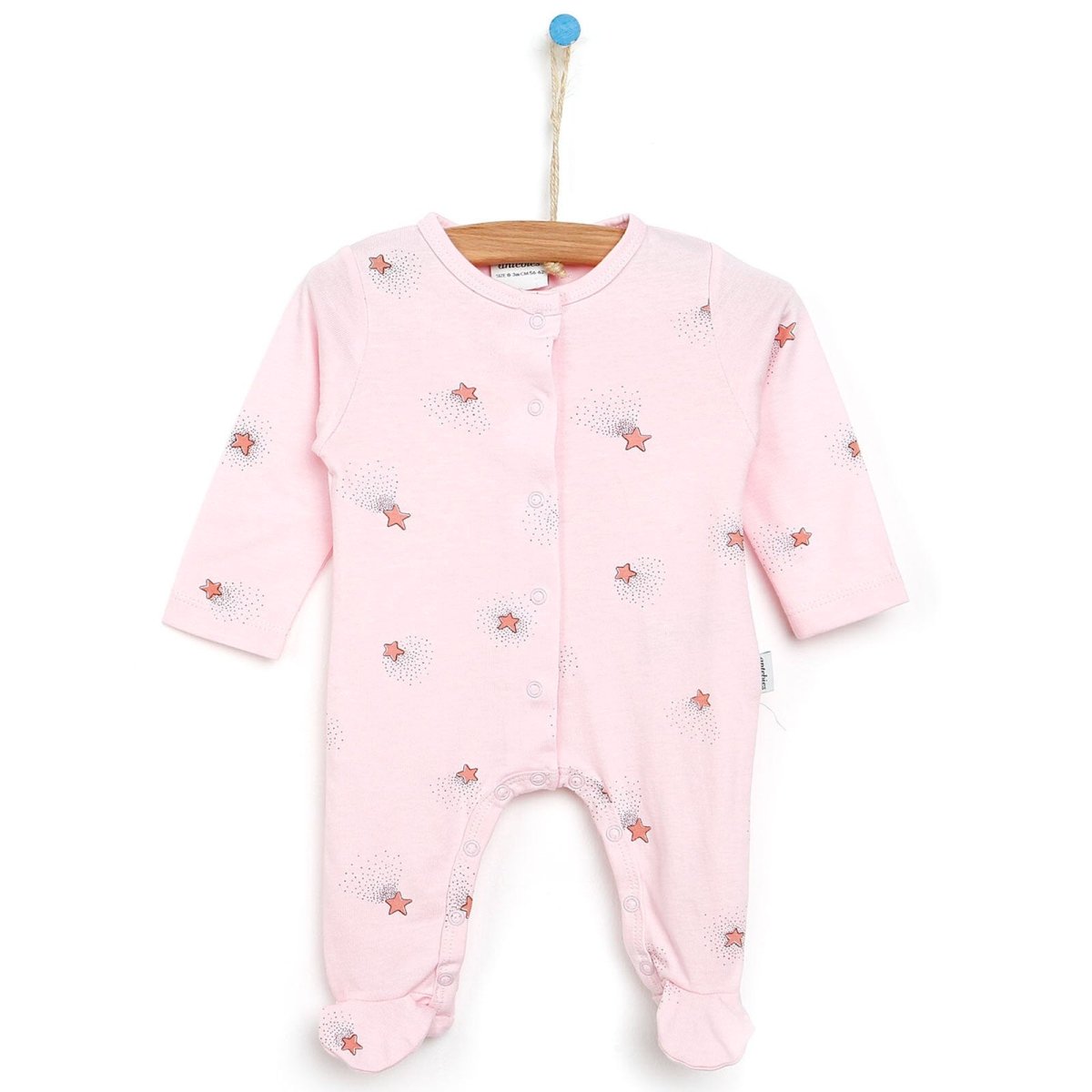 Antebies Newborn Stars Organic Footed Jumpsuit - Pink - ebebek - Black Friday