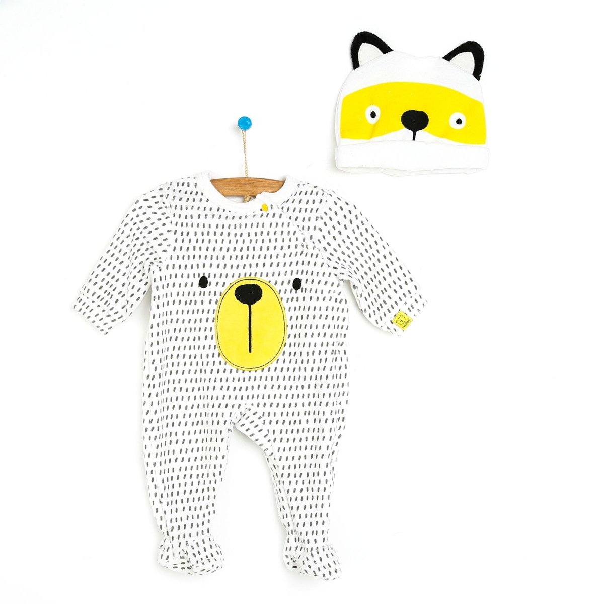 Cassiope Newborn Velvet Jumpsuit - Hat - Ecru - ebebek - Black Friday