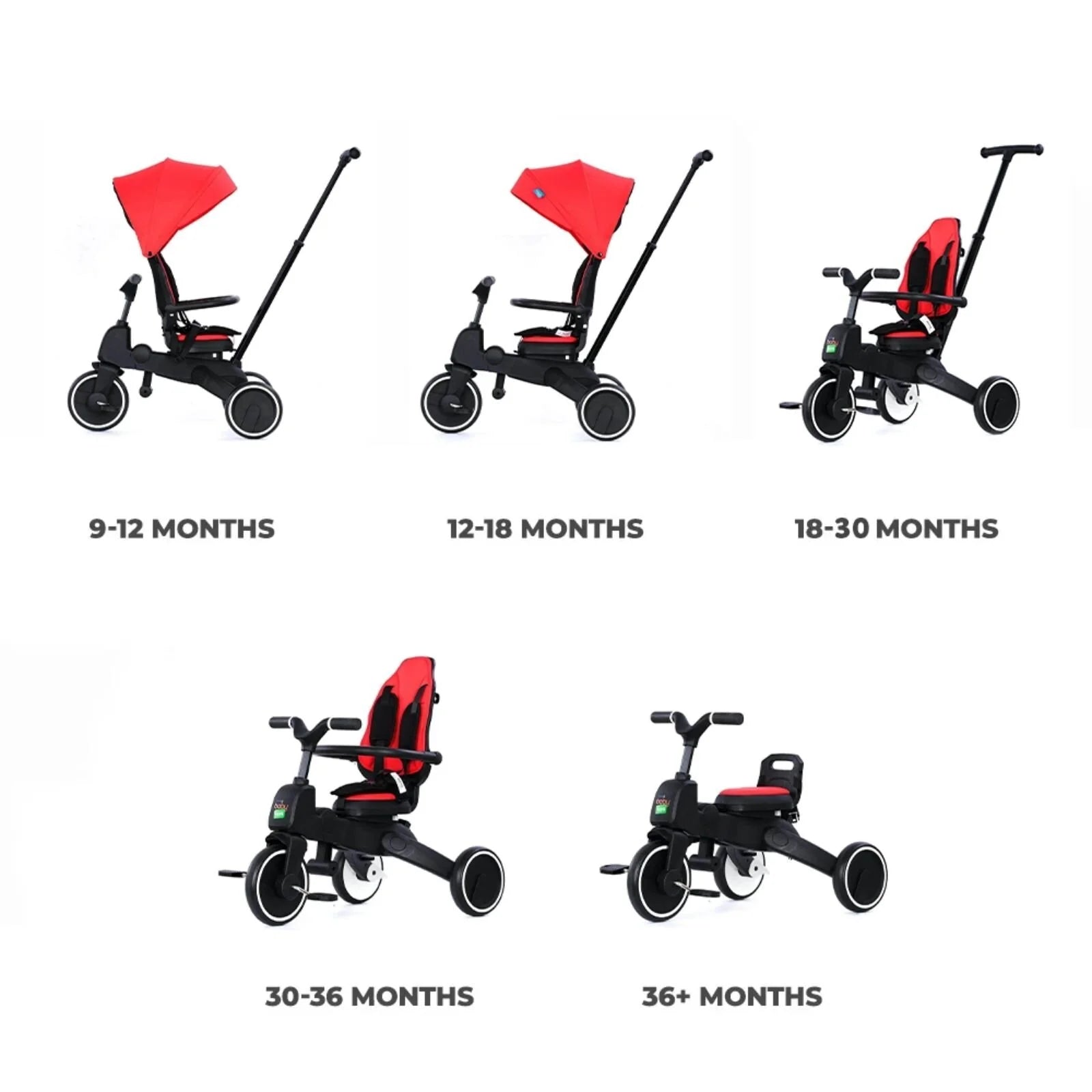 baby toys 3in1 Panda Foldable Trike Tricycles Red Black ebebek