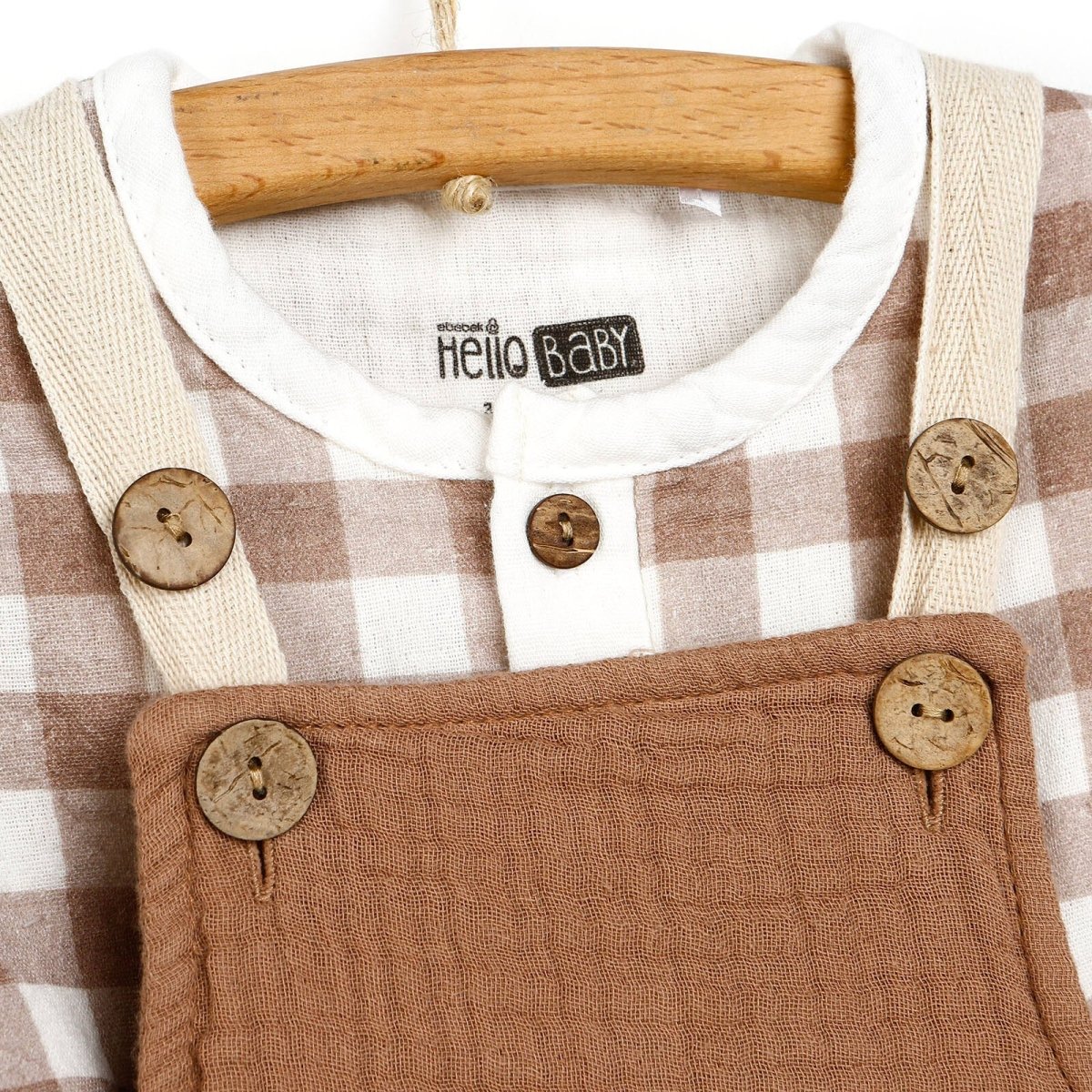 HelloBaby Newborn Muslin Overalls - Sweatshirt - Brown - ebebek - Black Friday