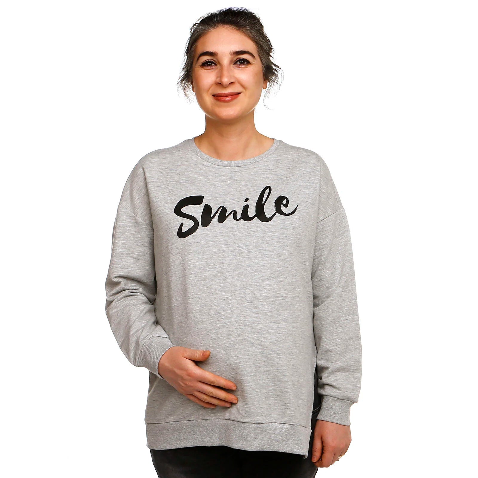 baby mom Maternity Sweatshirt - Grey Melange - ebebek - Black Friday