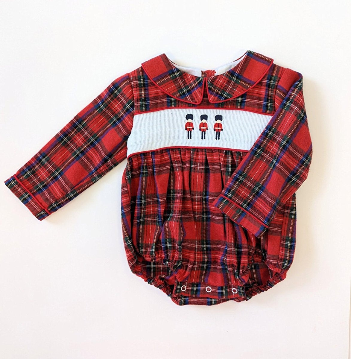Beau Kid Baby Tartan Smocked Soldier Romper - Red - ebebek - Black Friday