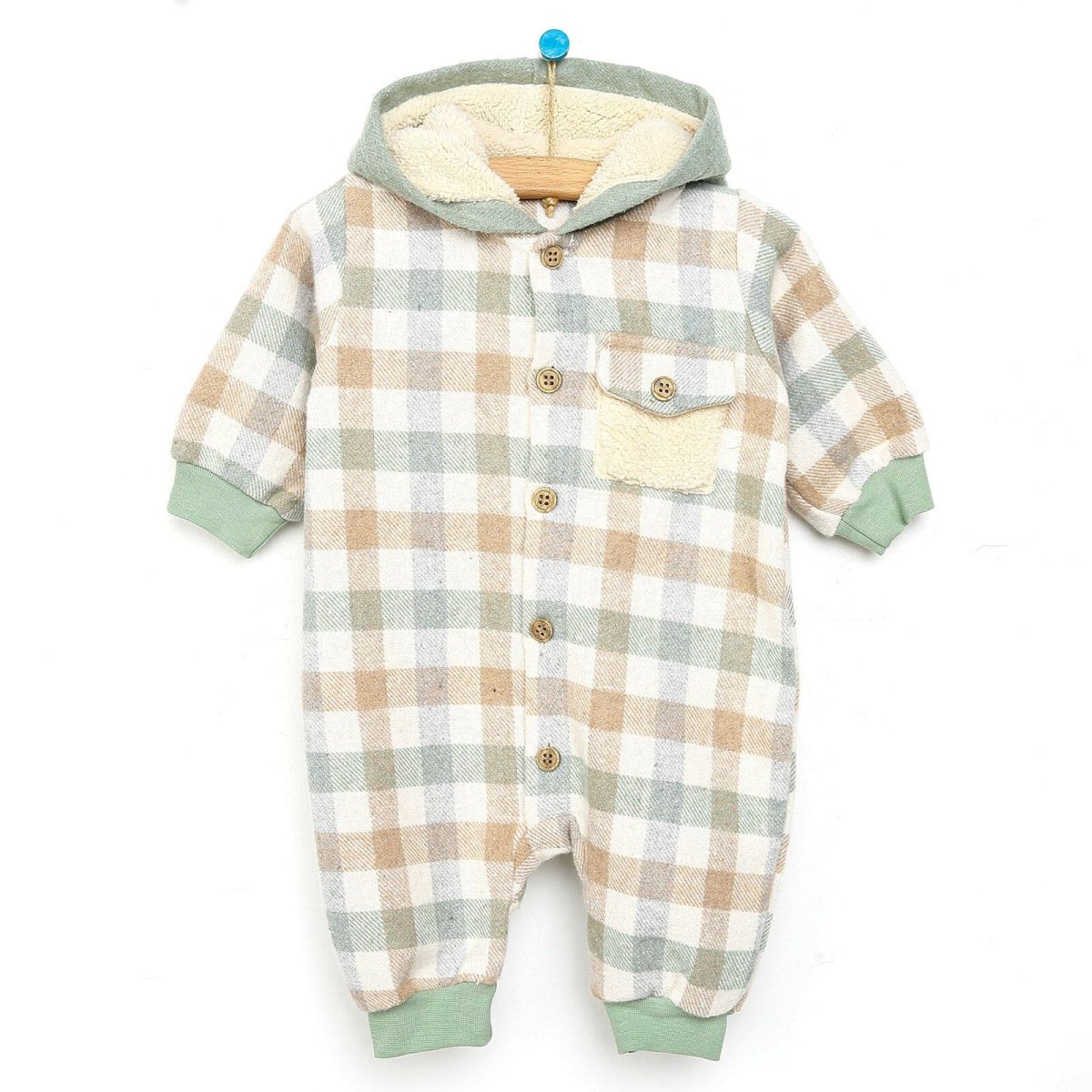 Bebbek Newborn Lumberjack Hooded Jumpsuit - Beige - ebebek - Black Friday