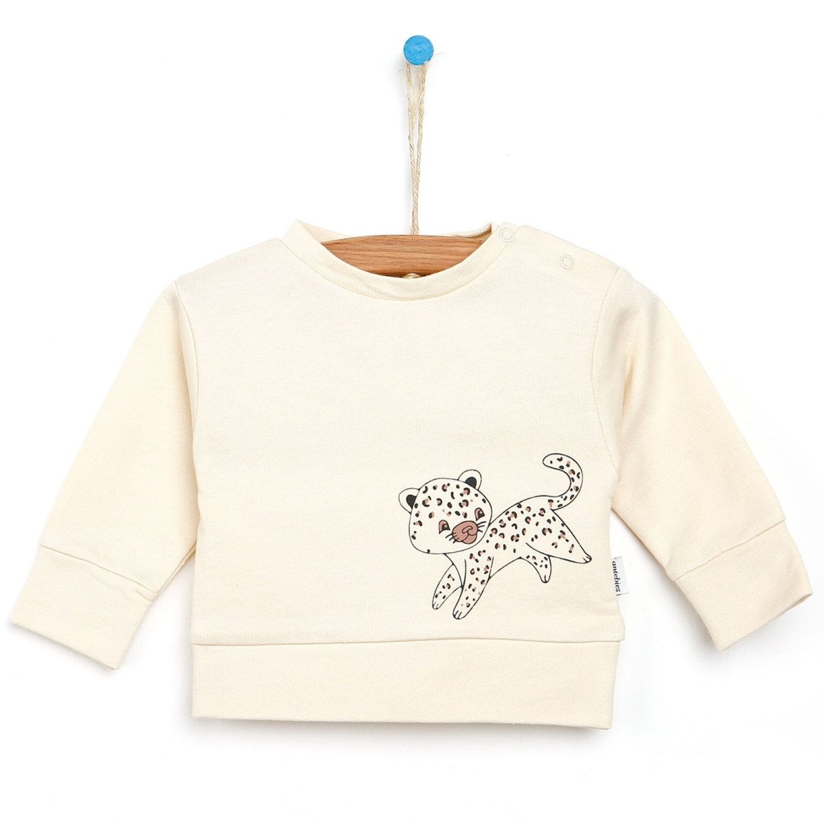 Antebies Newborn Cheetah Organic Sweatshirt - Beige - ebebek - Black Friday