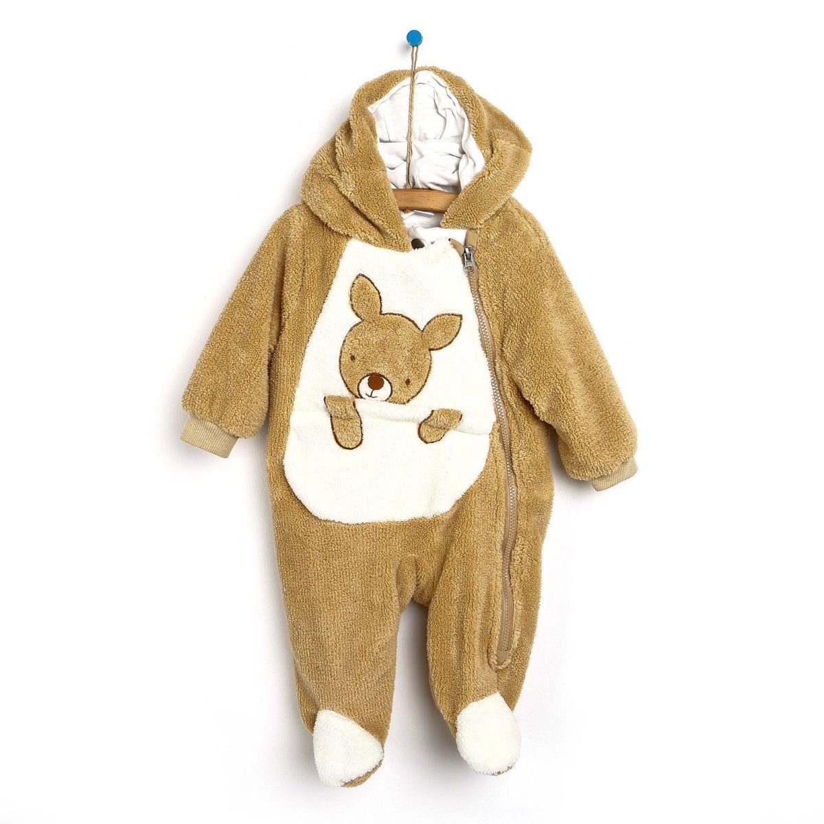 Midimod Newborn Welsoft Kangaroo Footed Jumpsuit - Brown - ebebek - Black Friday