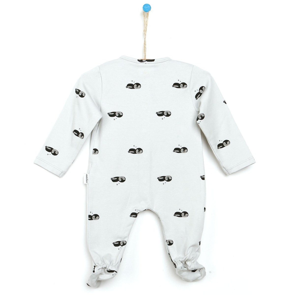 Antebies Newborn Penguin Organic Footed Jumpsuit - Grey - ebebek - Black Friday