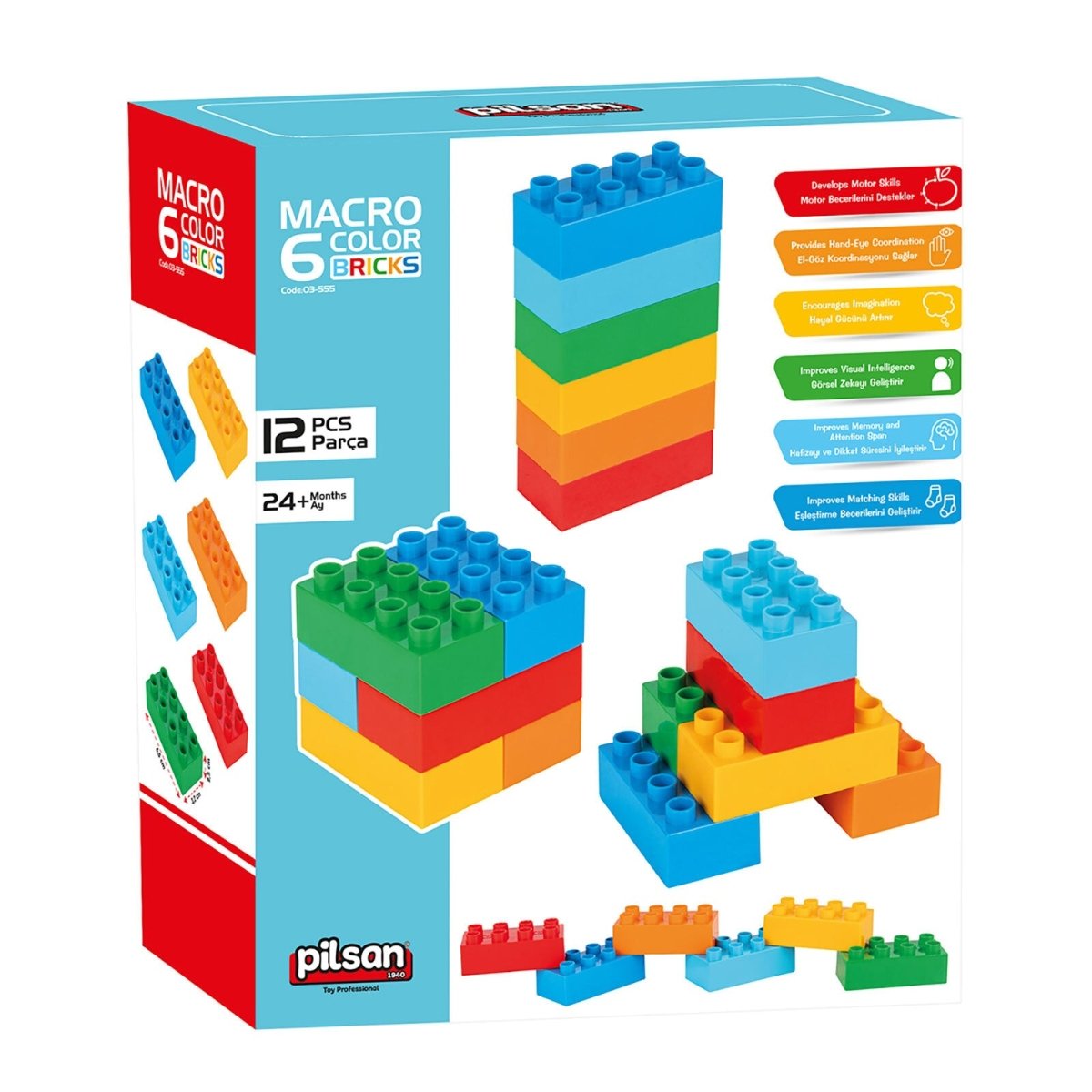 Pilsan Macro 6 Colored Brick Blocks - ebebek - Black Friday