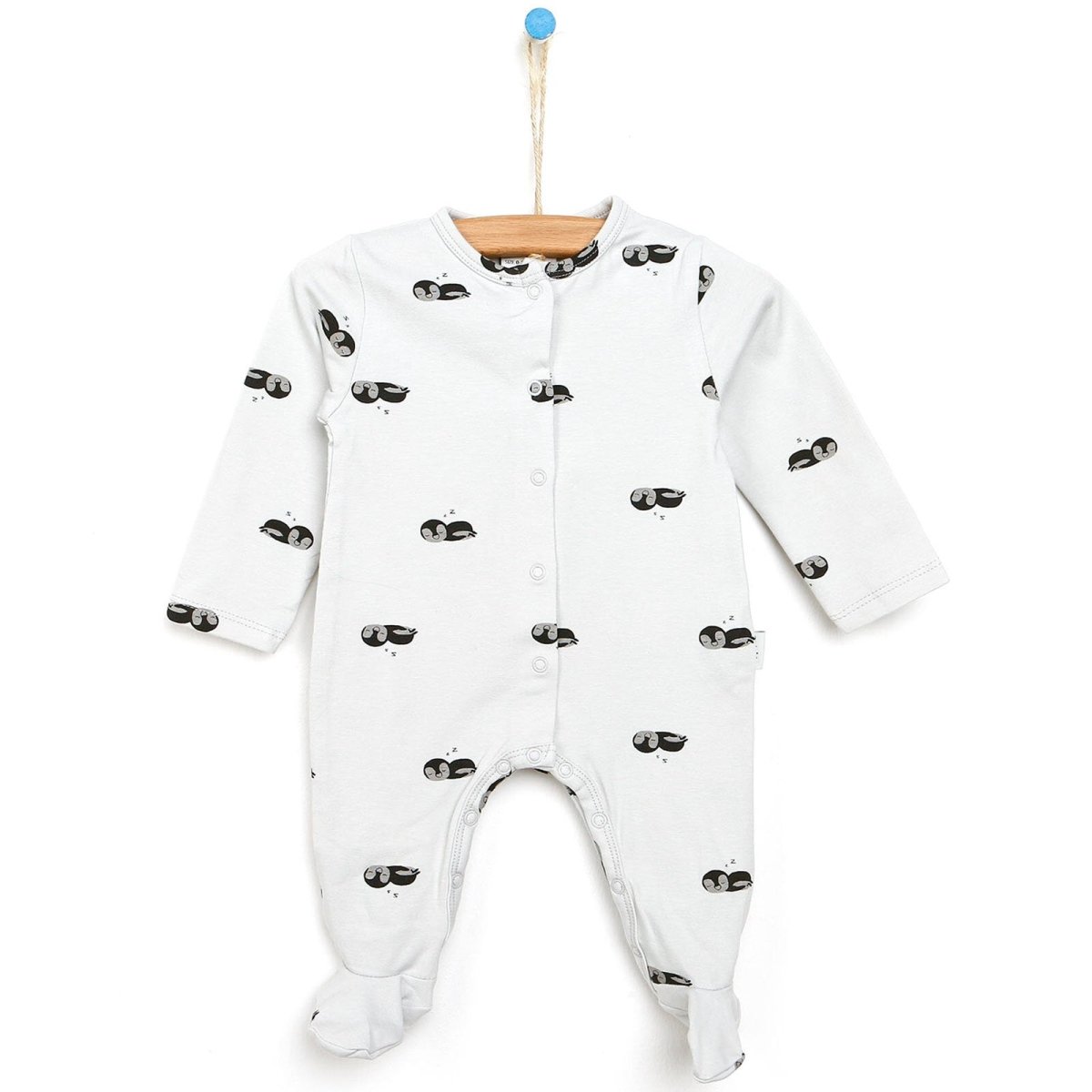 Antebies Newborn Penguin Organic Footed Jumpsuit - Grey - ebebek - Black Friday