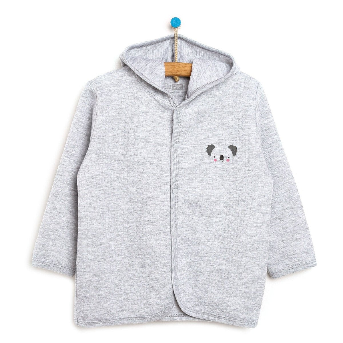 HelloBaby Basic Baby Boy Quilted Hooded - Grey Melange - ebebek - Black Friday