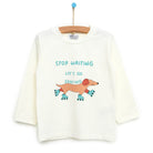 HelloBaby Basic Printed Long Sleeve T-shirt - Ecru - ebebek - Black Friday