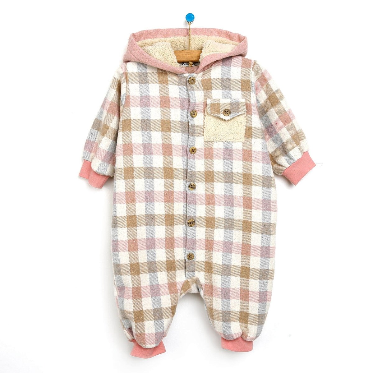 Bebbek Newborn Lumberjack Hooded Jumpsuit - Pink - ebebek - Black Friday