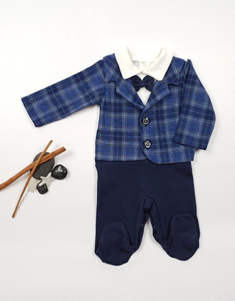 Beau Kid Baby Navy Check Romper - ebebek - Black Friday
