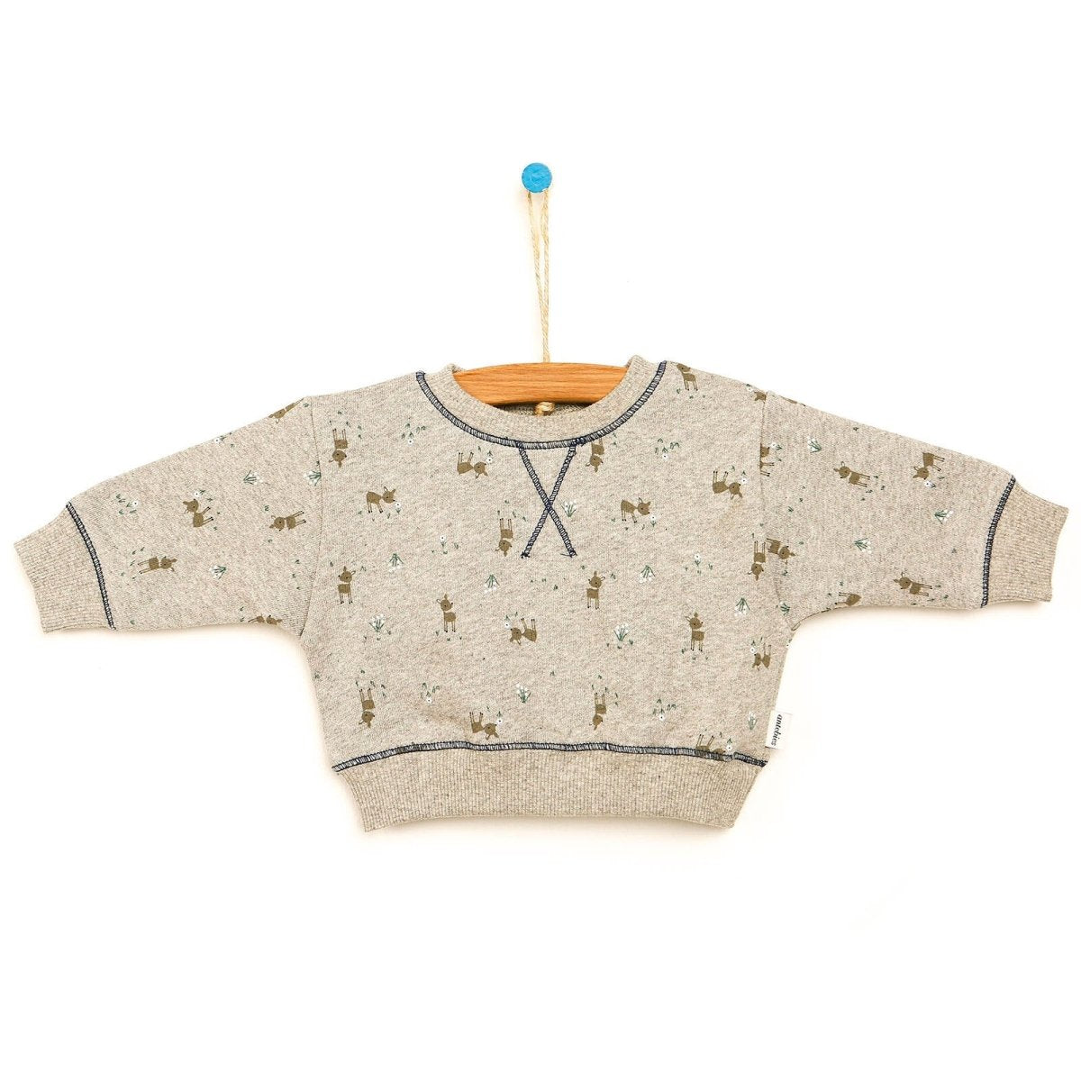 Antebies Newborn Deer Organic Sweatshirt - Grey - ebebek - Black Friday