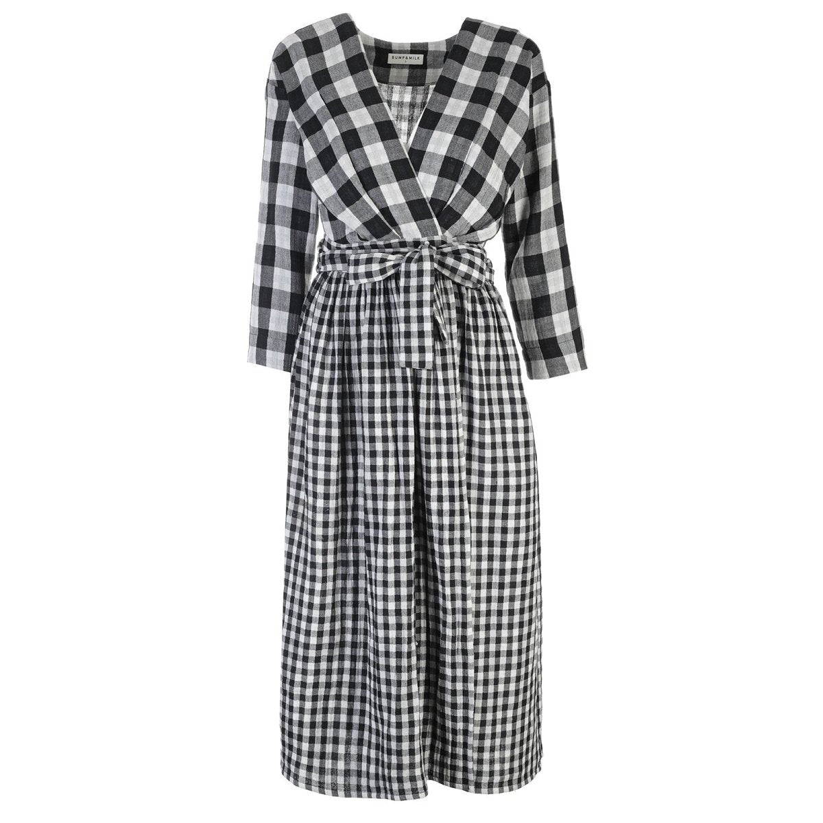 Bump&Milk Teresita Organic Cotton Wrap Dress - Black checkered - ebebek - Black Friday