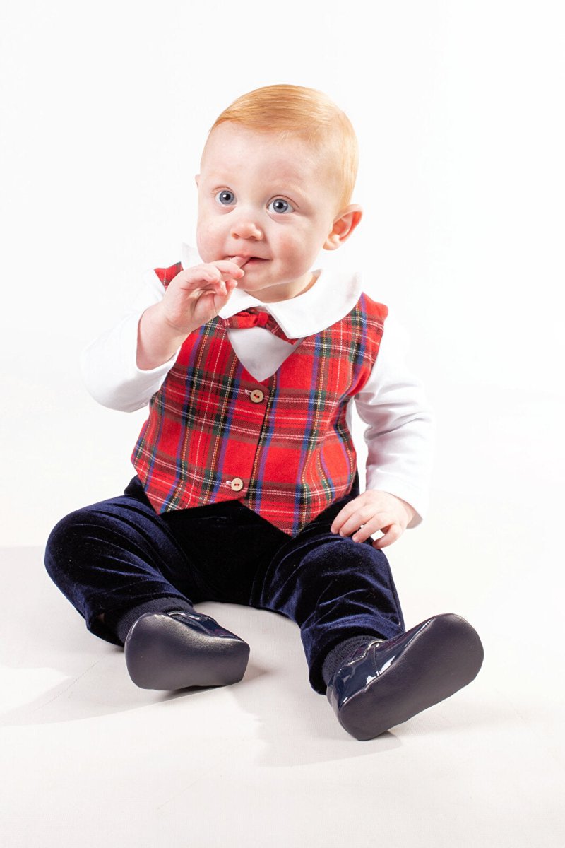 Beau Kid Baby Velour Tartan Romper - ebebek - Black Friday