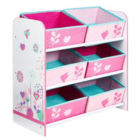 Hello Home Kids Bedroom Toy Storage Unit with 6 Fabric Storage Boxes - Flowers and Birds - ebebek - Black Friday