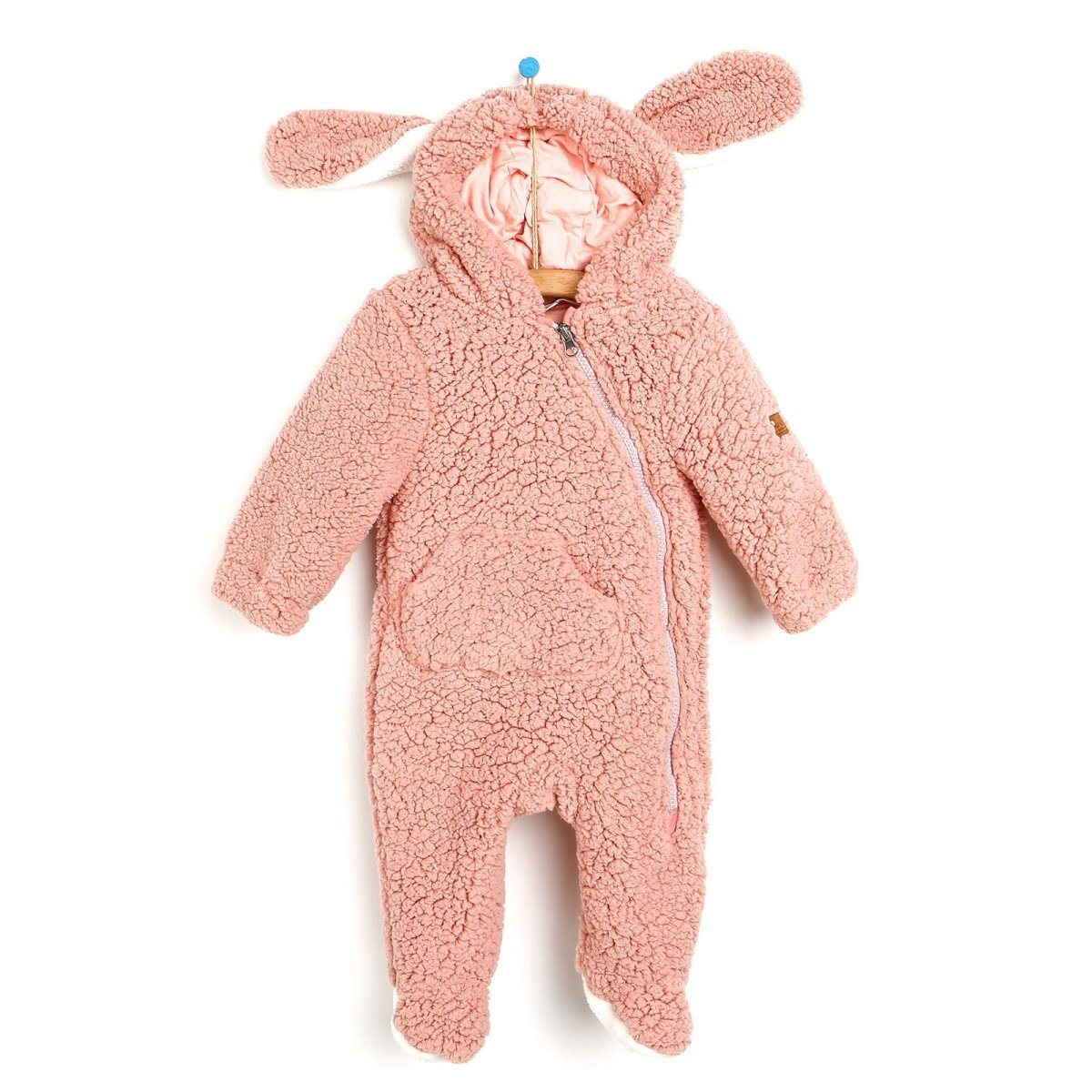 Midimod Newborn Rabbit Ear Welsoft Footed Jumpsuit - Light Rose - ebebek - Black Friday