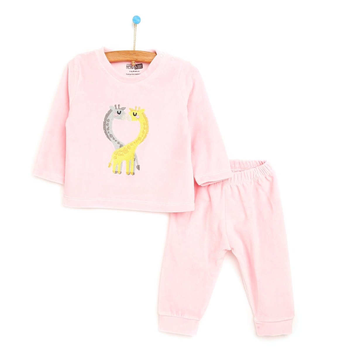 HelloBaby Basic Baby Girl Velvet Pyjamas - Light Pink - ebebek - Black Friday