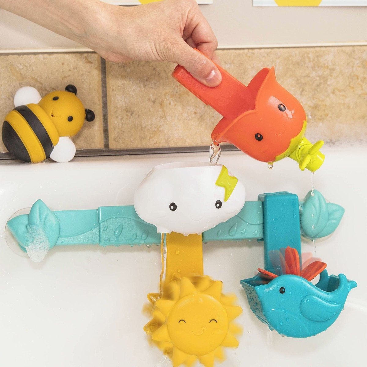 Battat Rain & Shine Bath Bar, 6 Removable Pieces & 2 Suction Cups - Battat - ebebek