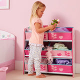 Hello Home Kids Bedroom Toy Storage Unit with 6 Fabric Storage Boxes - Flowers and Birds - ebebek - Black Friday